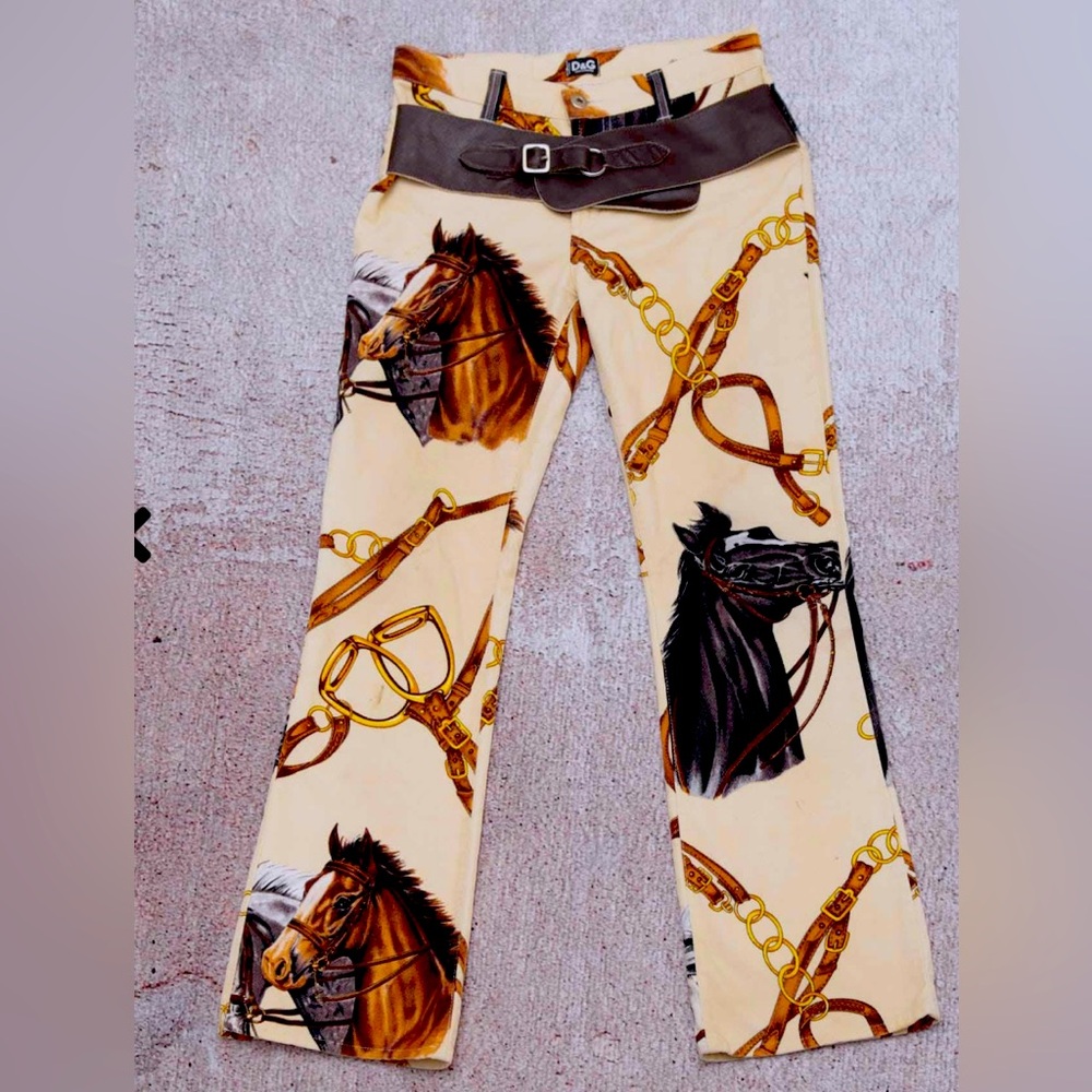 Dolce & Gabbana ~ 2000s Velvet Horse Print Pants